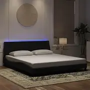 vidaXL Black Velvet Double Bed Frame with LED Lights King Size 183x203 cm - Modern Bedroom Furniture
