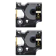 2PK Gold on Black Label Tape 12mmx7m For DYMO D1 45024 LabelManager 200 400 450D