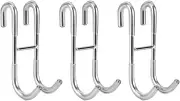 Simtive (3-Pack), Over Door Hooks for Bathroom Frameless Glass Shower Door, Towel Hooks, Shower Squeegee Hooks, Silver