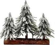 3 Small Christmas Tree with Wood Stand Flocked Snow Christmas Decoration Tabletop Centrepiece