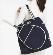 NWT! MARK & GRAHAM Sporty Stripe Navy/White Tennis Tote Racquet Bag