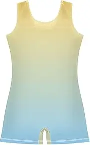[GAIGEO] Gymnastics Leotards for Girls Toddler Yellow Light Sky Blue Gradient Unitards Leotard with Shorts Costume 2-3t