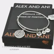 Authentic Alex and Ani Initial P Rafaelian Silver Charm Bangle