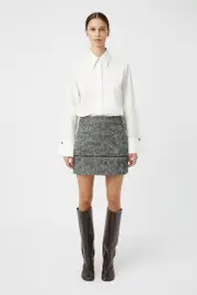 Ante Wool Mini Skirt in Black Houndstooth - CAMILLA AND MARC® C&M