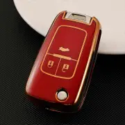 TPU Car Flip Key Case Cover Shell For Chevrolet Cruze Aveo Trax Sail Malibu Captiva Opel Vauxhall Astra J Corsa Insignia Mokka red 3 Buttons