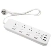 Surge Protector Power Board 4 Way USB-C USB-A Port Individual Switch Power Strip With 1M Cable