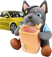 Dog Themed Design Car Tissue Box, Sturdy Car Trash Can, Plush Tissue Box Bin, Decorative Tissue Dispenser and Trash Bin 27x33 Cm for, Vehicles, Home, Indoor, Multicolor