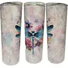 Mosaic Dragonfly Design 20oz Skinny Tumbler, Blue Dragonfly By JLC Designs