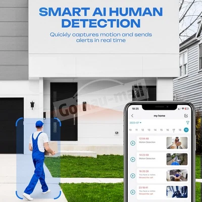WiFi Doorbell Camera Wireless Smart Video Security Motion Sensor Night Vision 2K