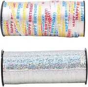 WRITWAA 2 Rolls Yards Shiny Birthday Balloons Ribbons White Silver Decorative Wrap String for Weddings Parties Graduations Showers and Celebrations