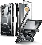 [i-Blason] for Samsung Galaxy Z Fold 6 Case with S Pen Holder, [Built-in Tempered Glass Screen Protector & Stand], Military-Grade Protective Phone Case for Samsung Z Fold 6, Armorbox Series, Black
