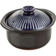 2 Go Banko ware Rice Cook Donabe Double Lid Ruri Multi Use Clay Pot Blue New