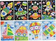 KOMBIUDA 8pcs Eva Diamond Mosaic Sticker for Boys and Girls DIY Picture Crafting Supplies Astronaut Spaceship Alien