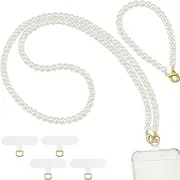 Ecation 2 Pcs Pearl Beaded Cell Phone Lanyard, Crossbody and Wrist Strap with Tether Tabs for Most Phones Case Bag Purse