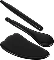UTHCLO 3pcs Black Obsidian Massage Tool Set Facial Roller Scraping Tools for Body Face Care for Relaxation Mental Focus and Versatile Massage Needs