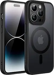 JETech Magnetic Case for iPhone 14 Pro Max 6.7-Inch Compatible with MagSafe, Translucent Matte Back Slim Shockproof Phone Cover (Black)