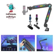 RGB Boom Arm, Adjustable Mic Stand with RGB Light for HyperX QuadCast/Blue Ye...