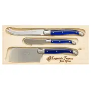 Laguiole Jean Neron 3pc. Cheese Knife, Pate Knife and Cleaver Set - French Blue