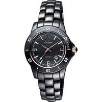 在飛比找PChome24h購物優惠-Diadem 黛亞登 菱格紋雅緻陶瓷腕錶-黑x玫塊金時標8D