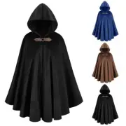 Halloween Party Cosplay Adult Long Witchcraft Robe Hood Cloak Medieval Cloak