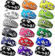 Wavyknot 18 Pcs Sports Sweatbands for Men Women Camo Headbands Workout Non Slip Headbands Breathable Head Band Fitness Stretchy Unisex Hairband for Yoga Running Cycling Ball