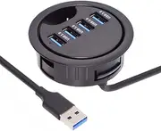 Cablecc 4 Ports USB 3.0 Hub USB Splitter 60mm Desk Grommet Dock Station Interface for Desktop PC Desk