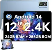 [OUKITEL] OT5S Android 14 Tablet - 12 Inch 2K Display, 24(6+18) GB RAM + 256GB ROM (2TB TF), 8250mAh Battery, Octa-Core, 16MP Camera, 4G Dual SIM/5G WiFi/TÜV/GPS, Includes Pen and Case
