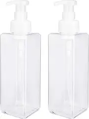 Foaming Soap Dispenser 1L (33.8oz) Refillable Plastic Pump Bottle for Liquid Soap, Shampoo, Body Wash (2 Pcs) (Amber)