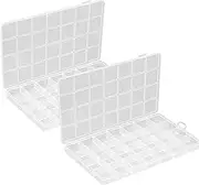 2 Pcs 28 Grids Small Compartment Craft Case, Plastic Organiser Storage Box, Clear Bead Container, Organizer Storage Container with Dividers for Beads, Crafts, Buttons (28 Grids)