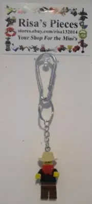 LEGO Mini-Figure Carabiner Keychain - Cowboy, Red Bandana (1 Keychain)