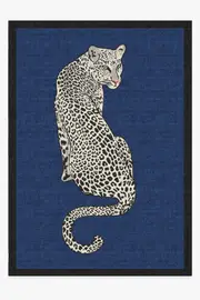 305' x 425' | Machine Washable Runner Rug | Kid & Pet Friendly | Indoor Rug | Jonathan Adler Snow Leopard Sapphire Rug | Ruggable