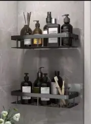 Shower Caddy For Bathroom, Self Adhesive Rectangular Storage Organiser - Black