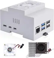 GeeekPi DIN Rail ABS Case for Raspberry Pi 5 with Active Cooler for Raspberry Pi 5