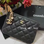 精品二手 CHANEL 香奈兒 經典菱格紋 黑色 CC 一字 拉鍊 零錢包 卡包 ?匙鑰?包 信用卡夾 皮夾 卡夾