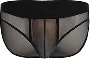 [Generic] Low Rise Thong Underwear Men Sheer Mesh Briefs Soft Underwear Comfortable Boxershorts Valentines Lingerie Hipsters