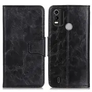 For Nokia C21 Plus Split Leather Magnetic Closure Stand Folio Phone Case Crazy Horse Texture Wallet Flip Cover