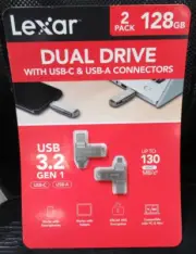BRAND NEW!! Lexar DUAL DRIVE with USB-C & USB-A. 3.2 GEN 1 (128GB x 2 PACK)