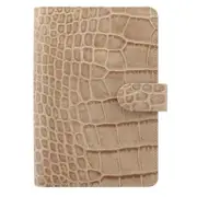 Filofax Classic Personal Organiser Note Planner Crocodile Leather Fawn 20cm