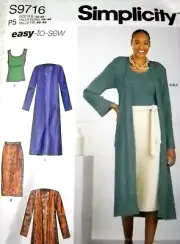 Knit Top Cardigan and Skirt size 12-20 Simplicity 9716 Sewing Pattern *