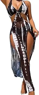 [ESOMAVRIX] Women 3 Pieces Split Swimsuits Halters Swimwears O-Rings Bathing Suit Highs Cut Swimwears with Up/1768