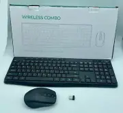 Earlylit 2.4 G USB Full Size Ergonomic Wireless Keyboard Mouse Combo Black