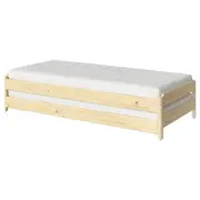 UTÅKER stackable bed with 2 mattresses, pine/Åfjäll firm, Single