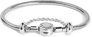 [GNOCE] Charm Bracelet With Safety Chain Stainless Steel Snake Chain Metal Basic Charm Bracelet DIY Bangle with Round shaped Clasp
