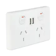 NLS 30734 - Double Power Point 10Amp with Dual 2.4 Amp USB 'Classic' Style