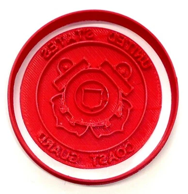 US COAST GUARD WITH WORDS MILITARY SET OF 2 COOKIE CUTTER AND STAMP USA PR4175