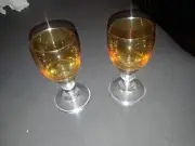 2 vtg CORDIAL GLASSES Lavorato A Mano J. PREZIOSI GOLD 3.75" tall ITALY