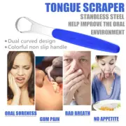 Portable Tongue Cleaner Tongue Scraper Reusable Stainless Steel Oral Mouth Brush