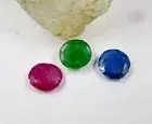 Natural Emerald Cut Ruby & Sapphire Gemstones 3 Pc Set 5.23 Ct For Ring Pendant