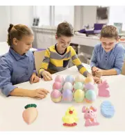 16 Pcs Colorful Easter Sidewalk Chalks,Non-Toxic Jumbo Chalk with Easter Eggs Ra