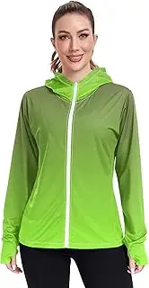 [GAIGEO] Army Green Gradient Women's Rash Guard Jacket UV Protection Sun Shirt Long Sleeve Hoodie SPF 50 S